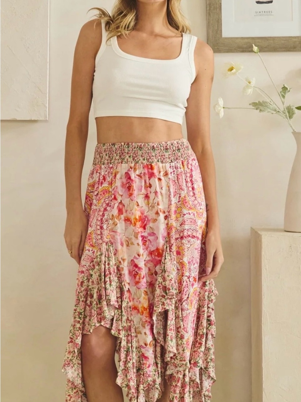 Oli & Hali Washed Floral Midi Skirt - Picture 3 of 9